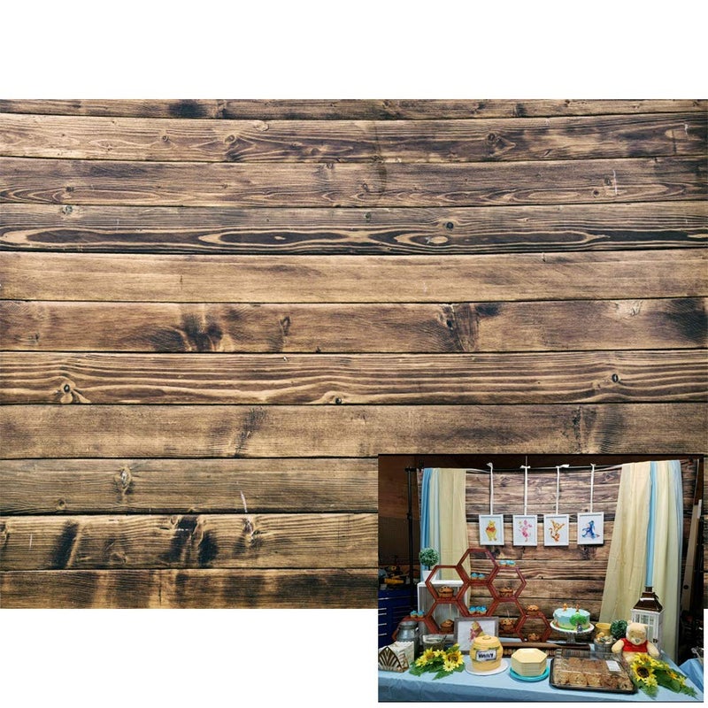 AOFOTO 8x6ft Brown Wood Backdrop Vintage Wooden Board Background Old Wood Plank Wall Floor Grunge Hardwood Backdrop Kid Adult Portrait Baby Shower Birthday Wedding Party Photoshoot Studio Props - Image 1